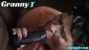 Granny T is a Short Haired GILF Keeps Sucking With Cum Dripping Off Her Face!!